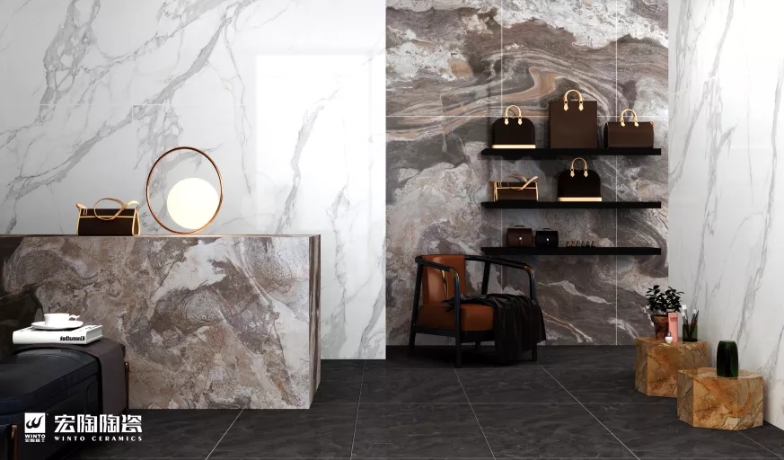 hjc888黄金城大板白瓷砖和地砖装修效果图