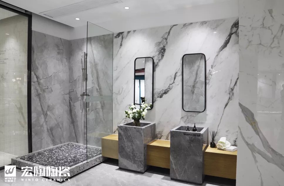 hjc888黄金城岩板卫浴展示空间效果图