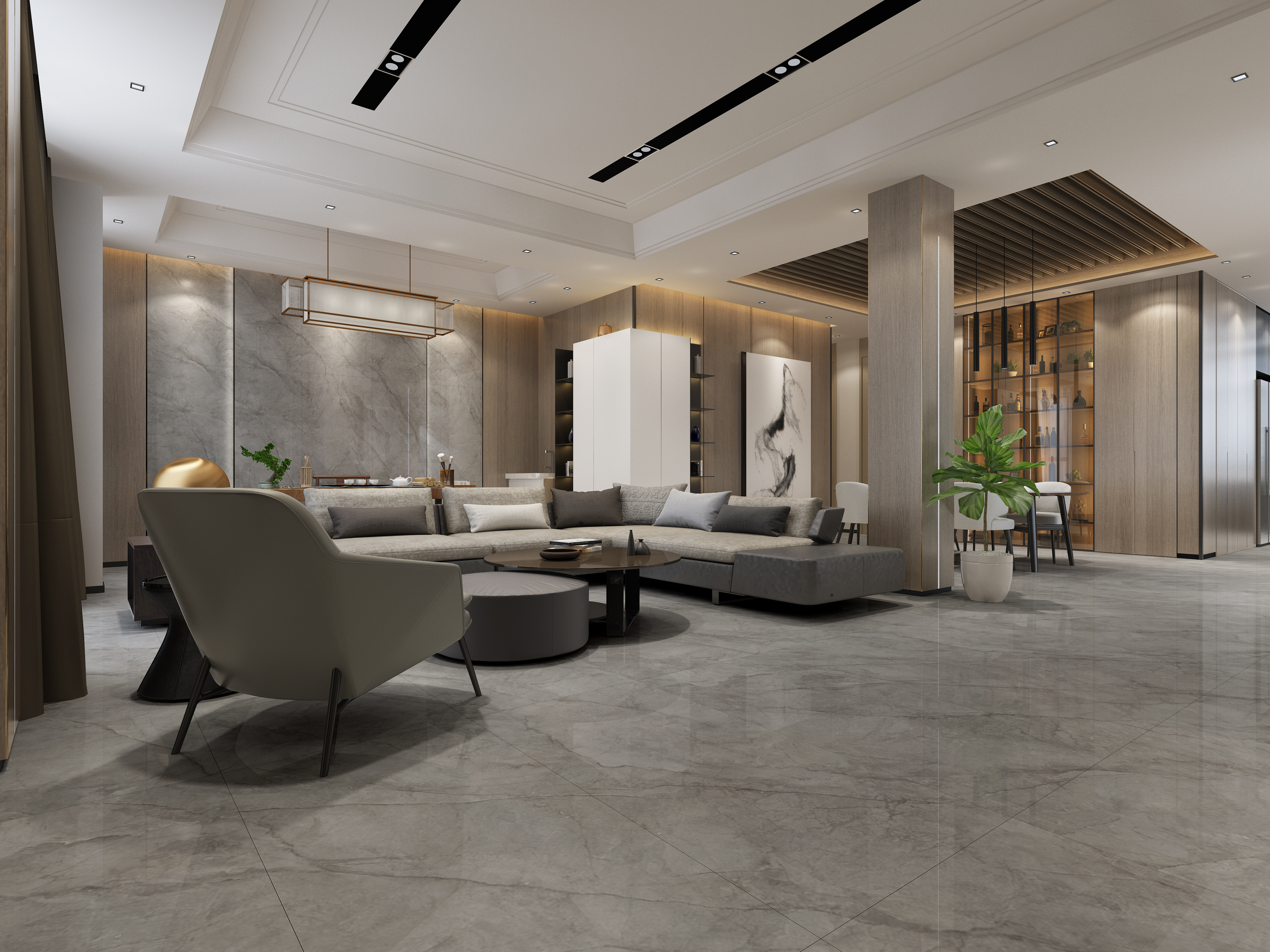 hjc888黄金城陶瓷岩板地砖配景墙装修效果图