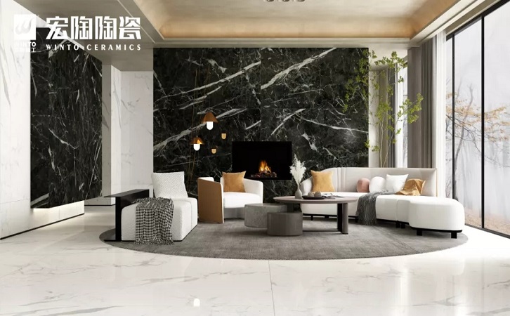 hjc888黄金城岩板配景墙效果图