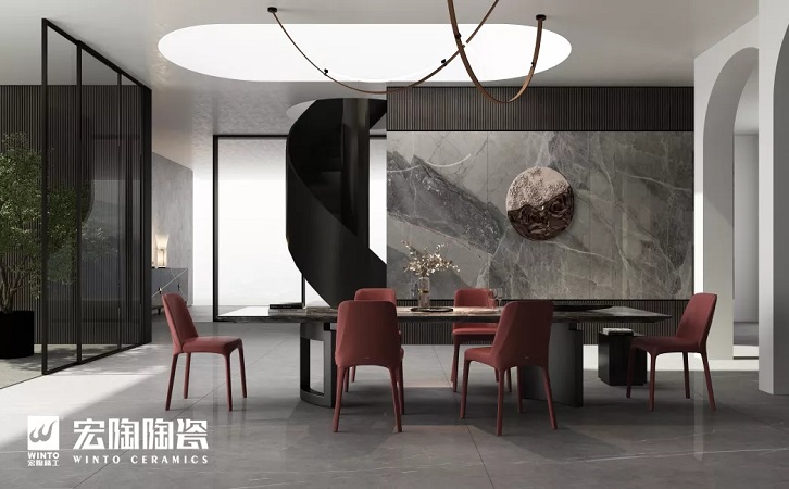 hjc888黄金城保加利亚灰岩板配景墙效果图