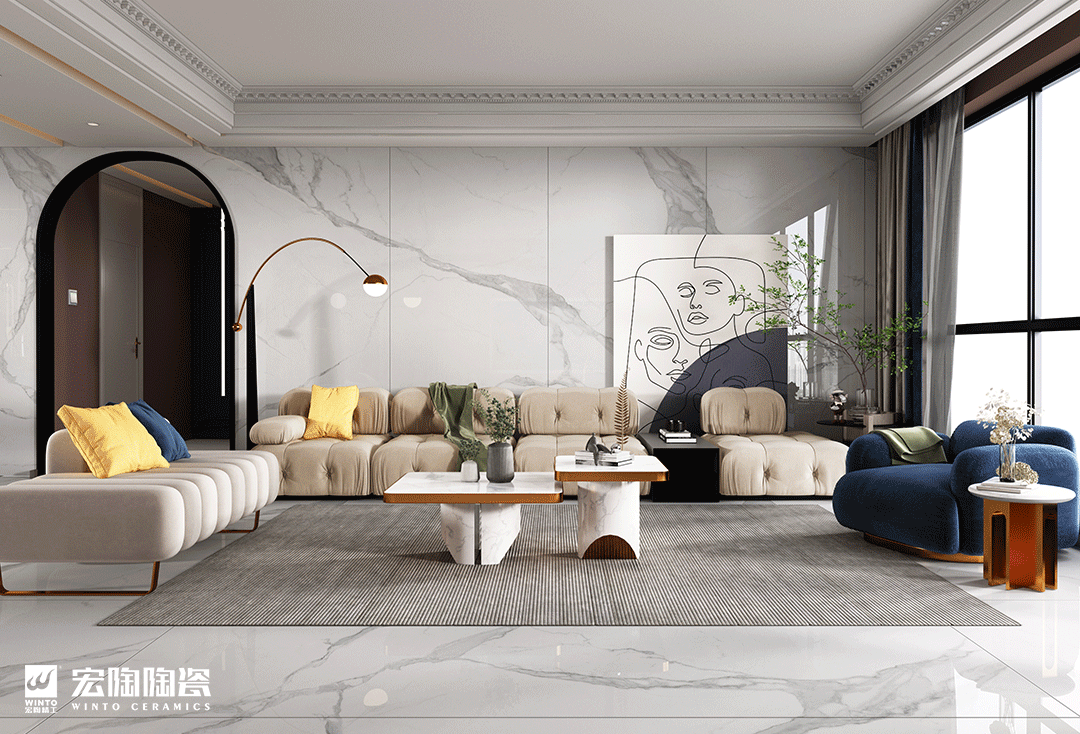 hjc888黄金城地砖750x1500mm装修效果图