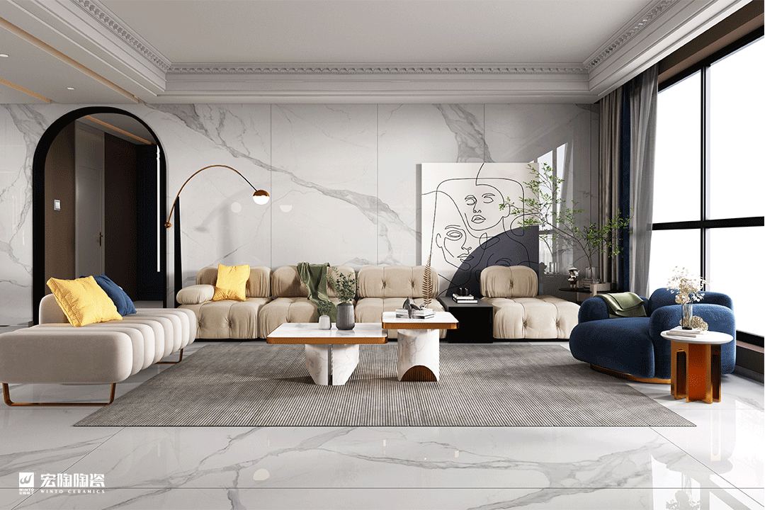  hjc888黄金城白色瓷砖地砖装修效果图