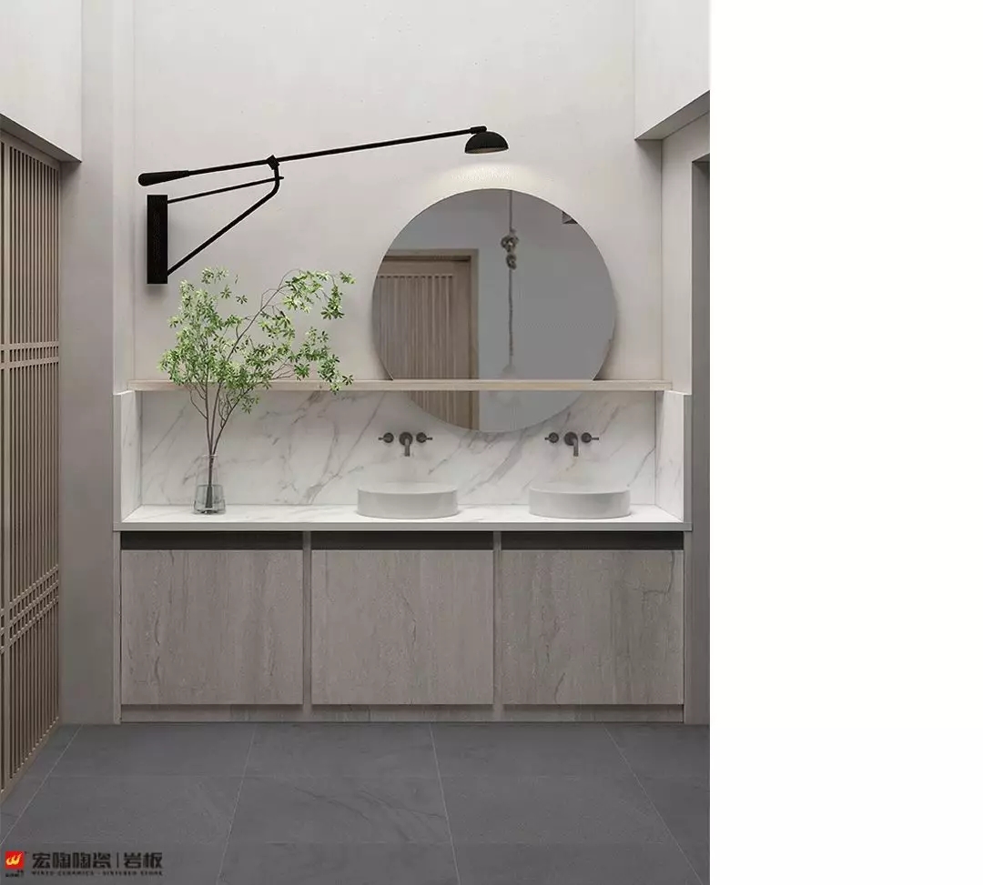 hjc888黄金城800×2600×15mm大花白岩板装修效果图