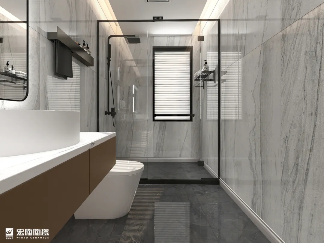 hjc888黄金城岩板TPG157245+TPG80227卫浴空间效果图