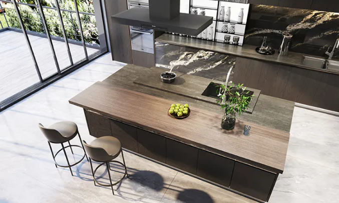 hjc888黄金城岩板与整体橱柜装修效果图