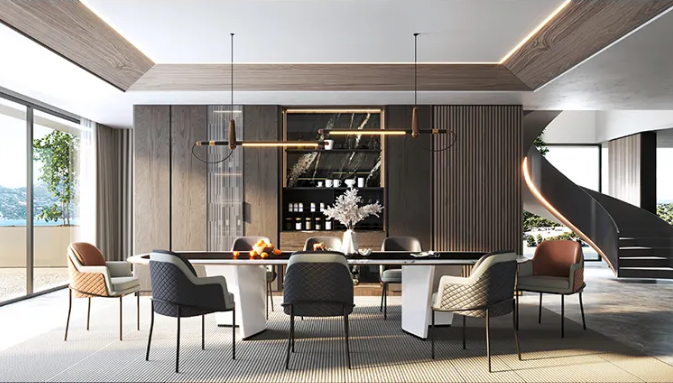 hjc888黄金城岩板与整体酒柜装修效果图