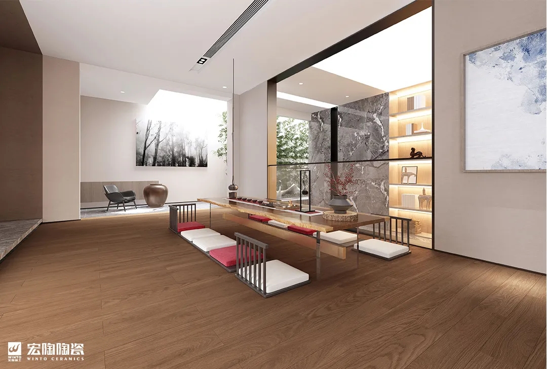 hjc888黄金城TCB1220009加州胡桃地砖装修效果图