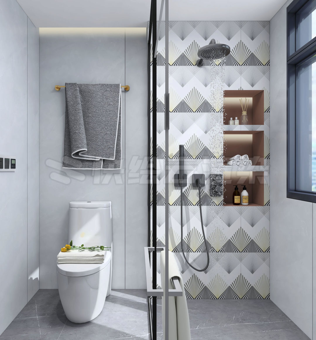 hjc888黄金城质感砖灰色系卫生间家居空间效果图