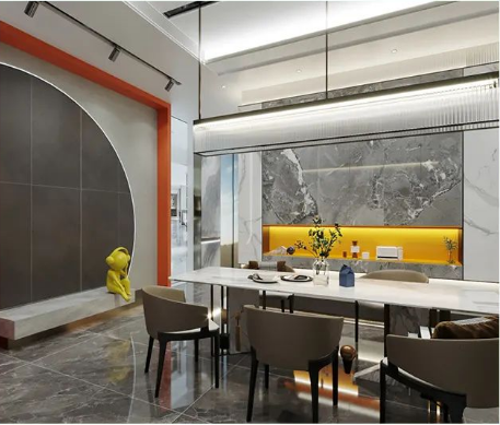 hjc888黄金城地砖现代简约风餐厅装修效果图