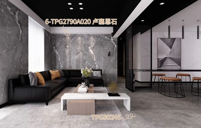 hjc888黄金城地砖装饰的卡拉拉金客厅效果图