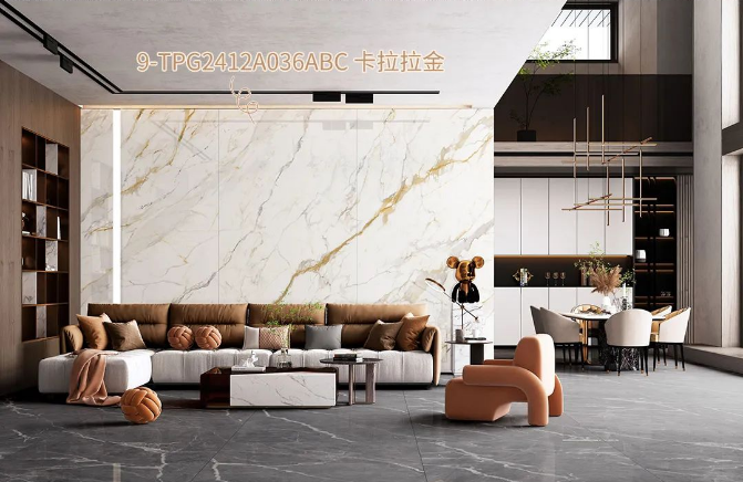 hjc888黄金城地砖装饰的卡拉拉金客厅效果图