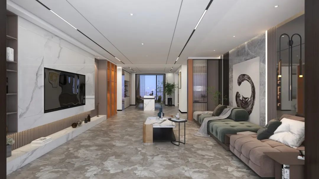 hjc888黄金城陶瓷大板马赛金棕装修效果图