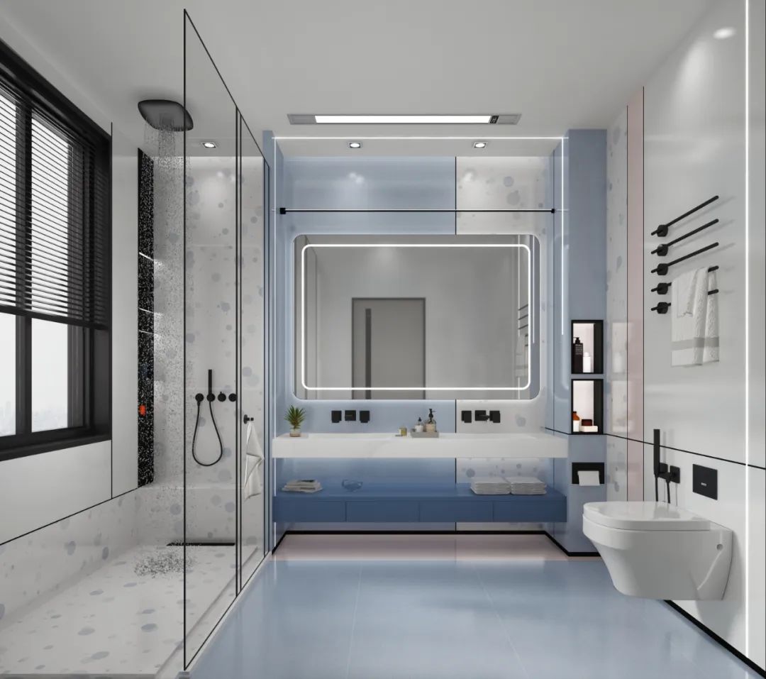 hjc888黄金城莫兰迪色系瓷砖的蜻蜓的同党-烟灰蓝地砖装修效果图