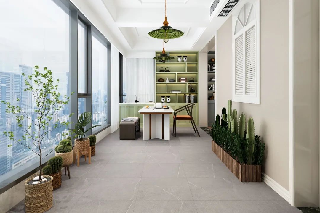 hjc888黄金城地砖阳台改书房装修效果图